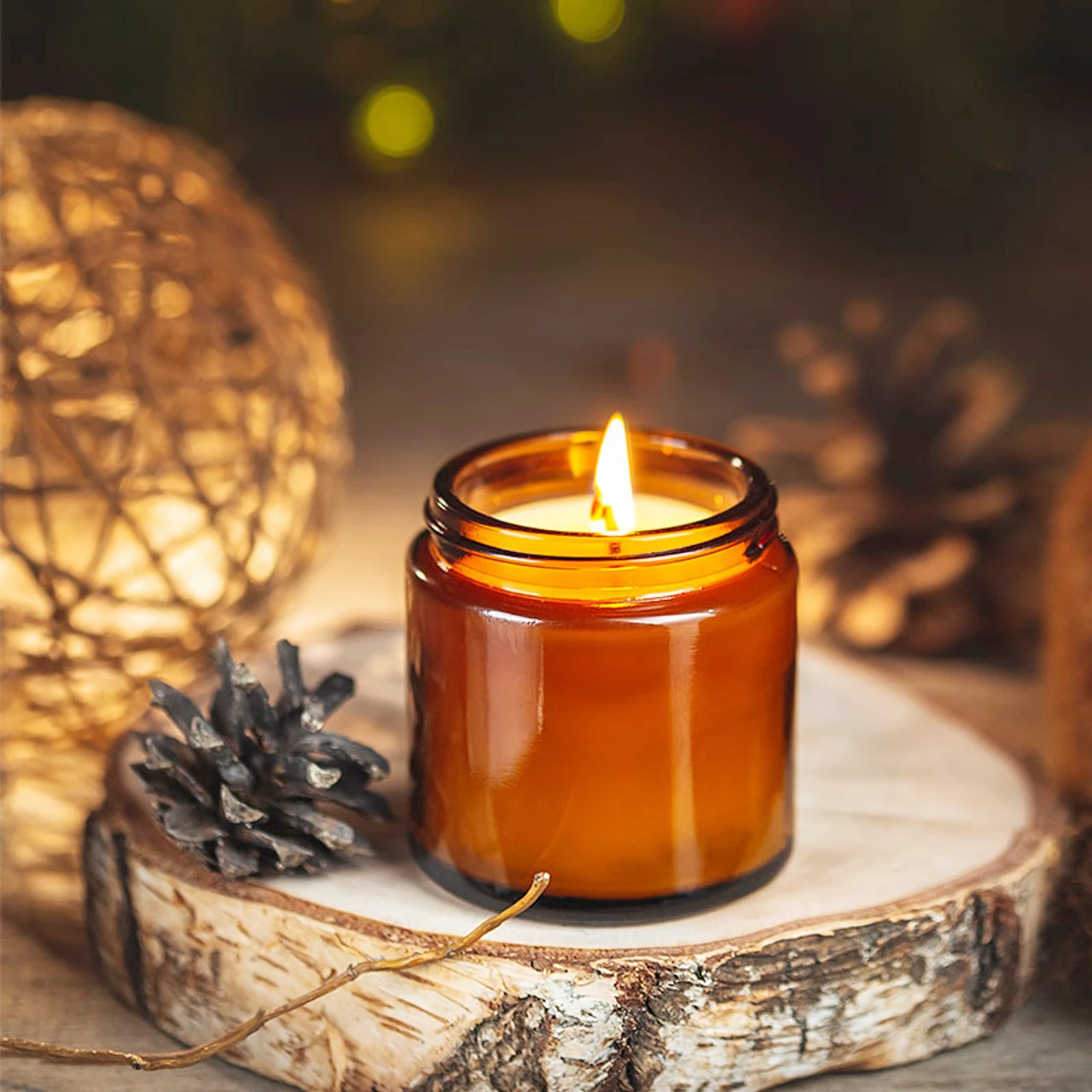 Candle Making Jars With Lids - Glass Candle Jars, 4oz Amber Round