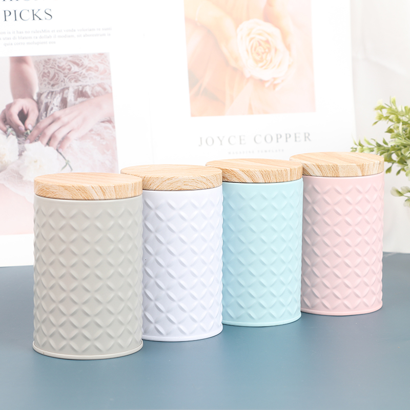 Candle Making Jars With Lids - Round Empty Iron Box With Wood