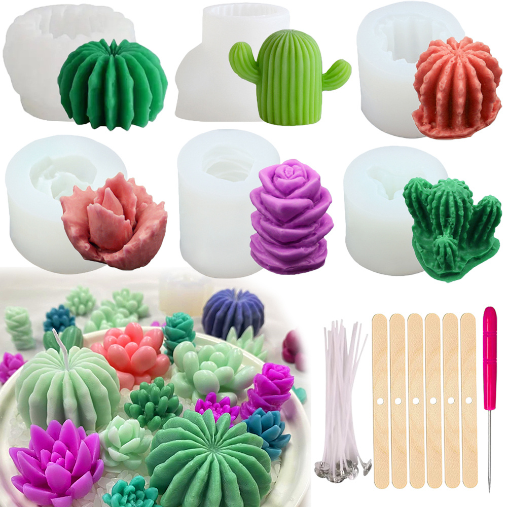 Candle Making Video - 6pcs Succulent Silicone Candle Molds 3D