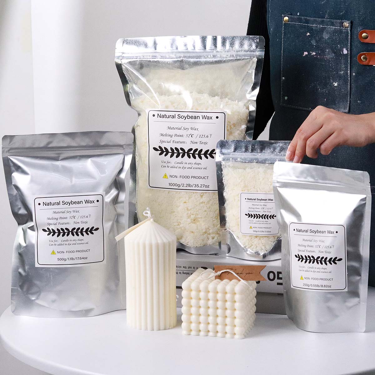 500g/1kg Natural Soy Wax Flake - Soy Wax Pillar Blend 评论和价格