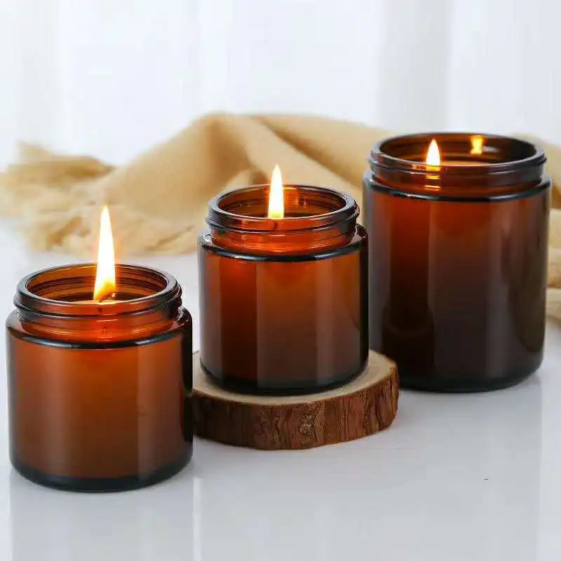 Glass Candle Jars, 4oz Amber R - Candle Making Jars With Lids 评论和价格