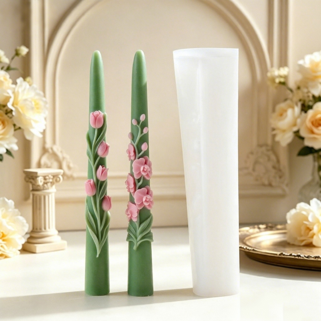 Long Pole Flower Taper Candle  - Soy Wax Pillar Blend 评论和价格