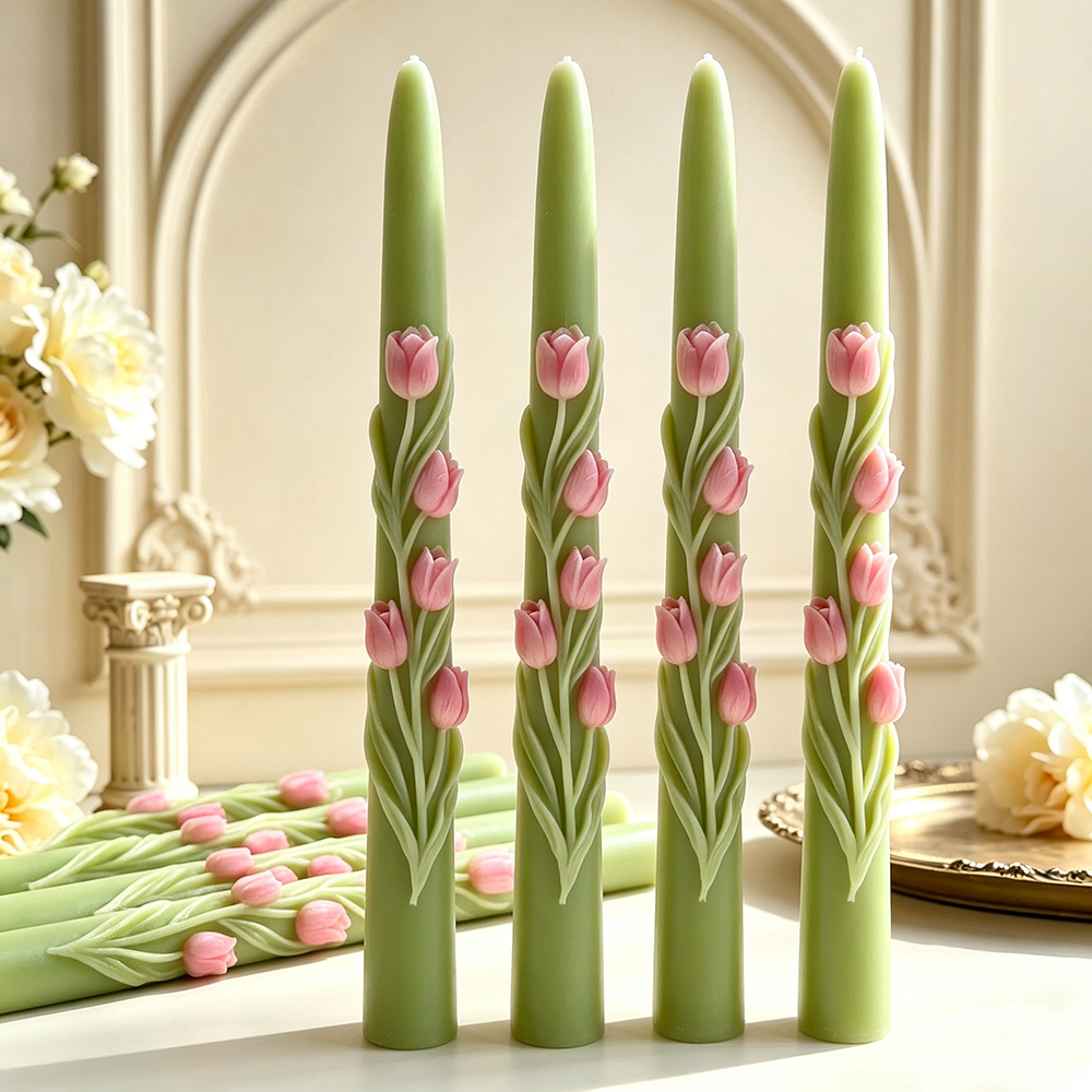Long Pole Flower Taper Candle  - Soy Wax Pillar Blend 评论和价格