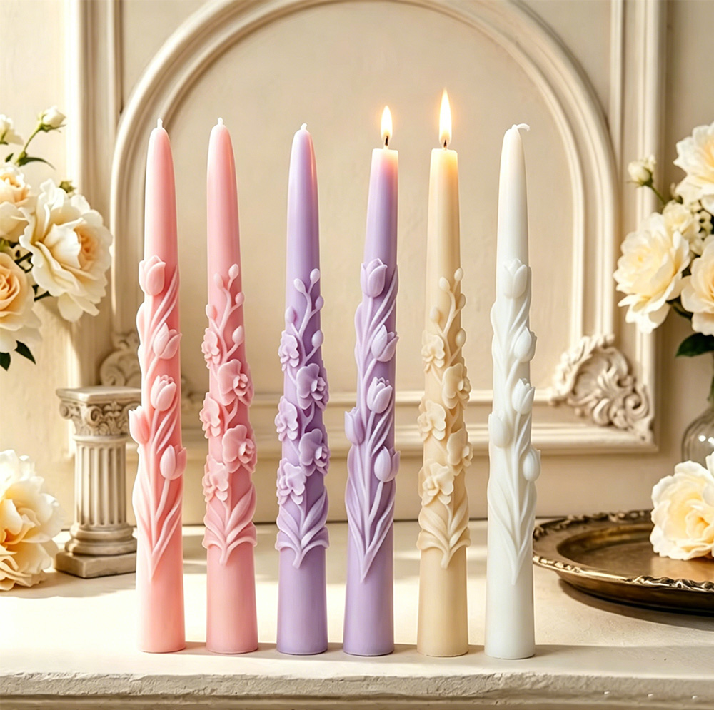 Long Pole Flower Taper Candle  - Soy Wax Pillar Blend 评论和价格