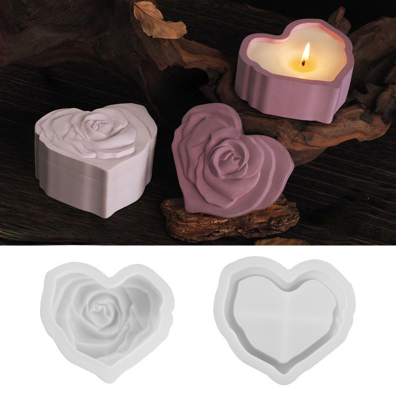 Heart Shape Rose Silicone Mold - Candle Making Jars With Lids 评论和价格