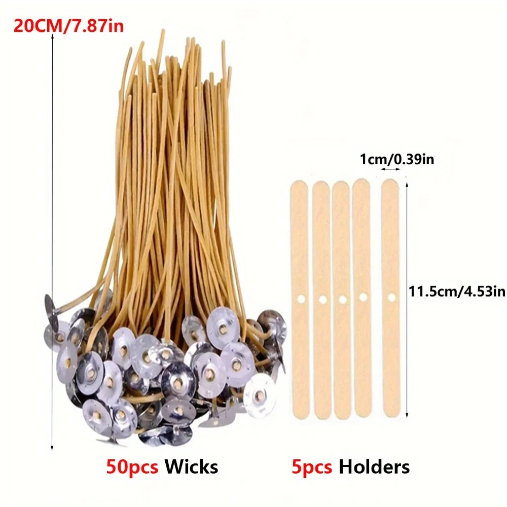 Candle Wicks 50 PCS 8 Inch Hem - Candle Making Kit Beeswax 评论和价格