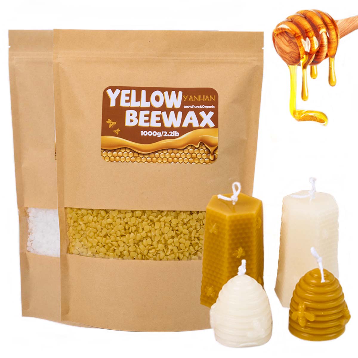 1000g Pure Natural Granular Wh - Candle Making Kit Beeswax 评论和价格