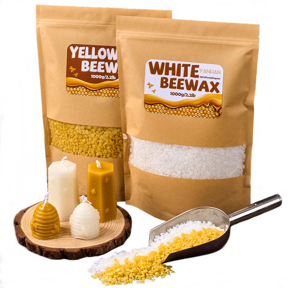 1000g Pure Natural Granular Wh - Candle Making Kit Beeswax 评论和价格