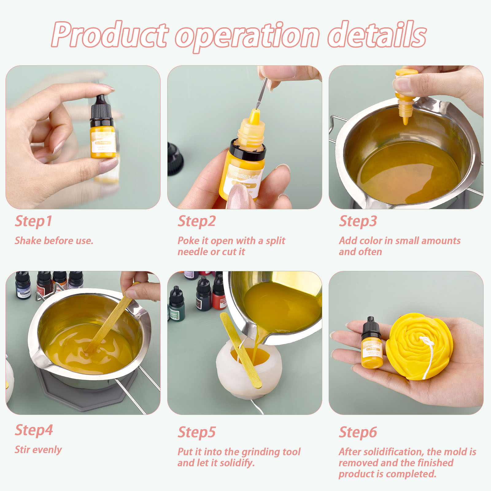 5ml/Bottle Candle Wax Pigment  - Soy Wax Pillar Blend 评论和价格