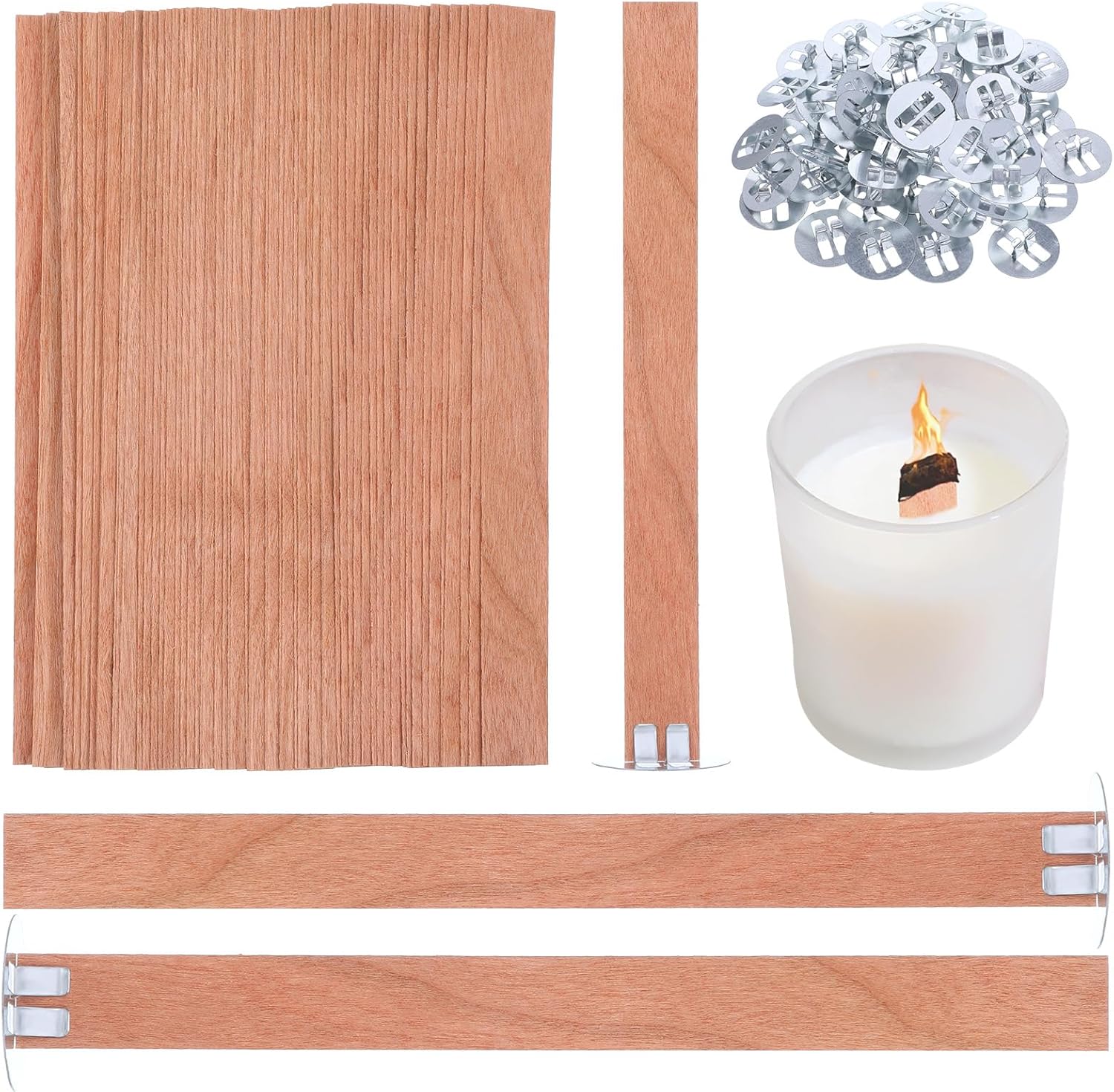 60Pcs Wood Wicks for Candles M - Soy Wax Pillar Blend 评论和价格